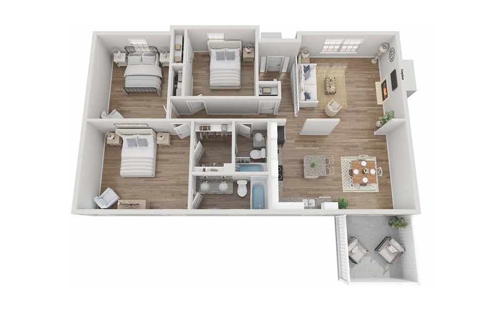 Westridge Home - 4 bedroom floorplan layout with 3 bathrooms and 1959 square feet (Floor 2)