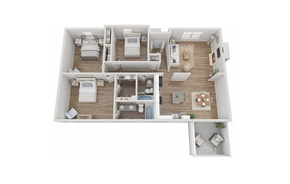 Westridge E Home - 4 bedroom floorplan layout with 3 baths and 1971 square feet. (Floor 2)